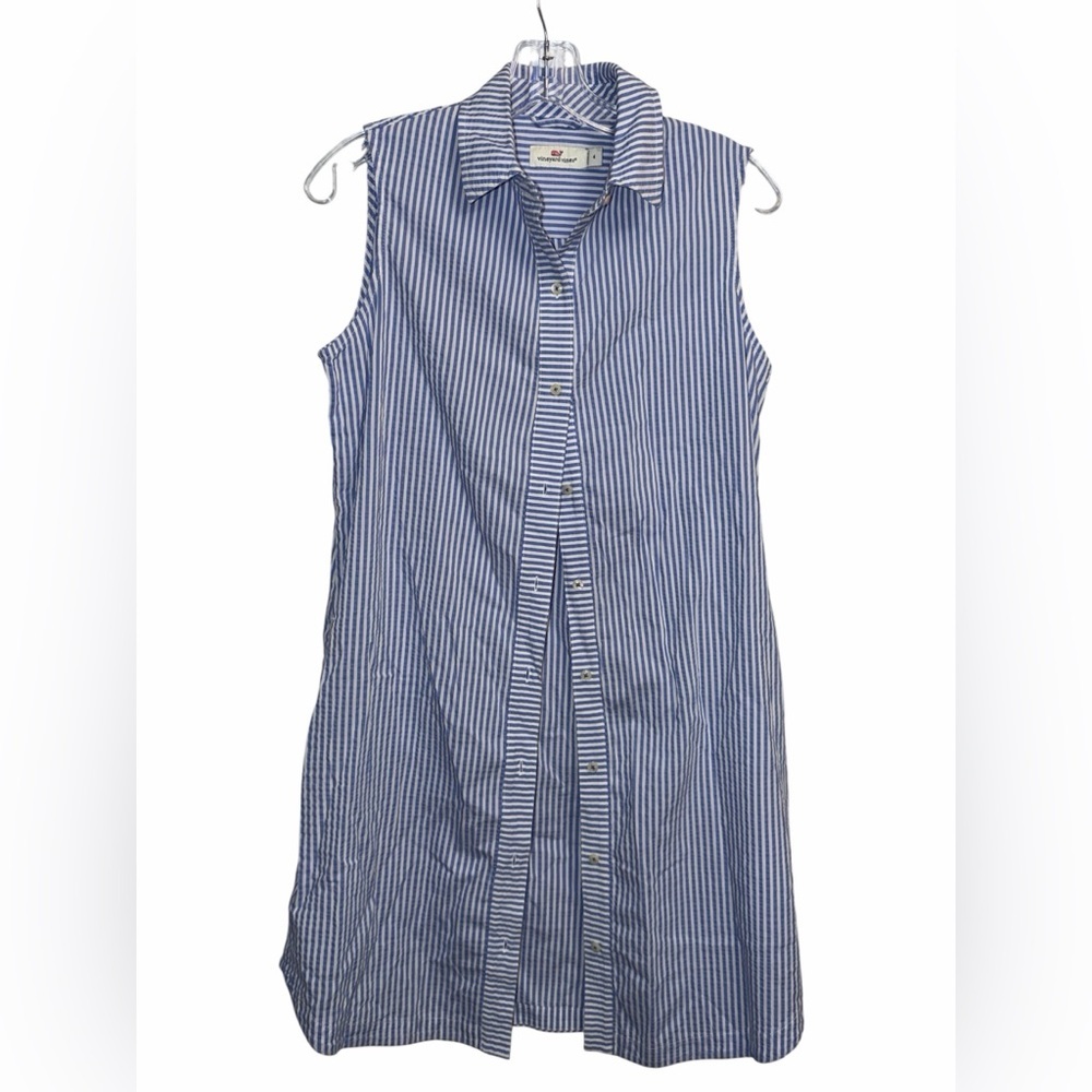 Vineyard Vines Light Blue Striped Preppy Shirt Dress - Picture 2 of 5